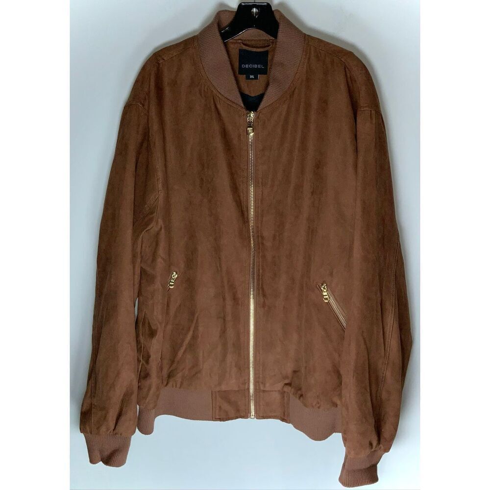 Decibel Brown Faux Suede Bomber Jacket size 3xl